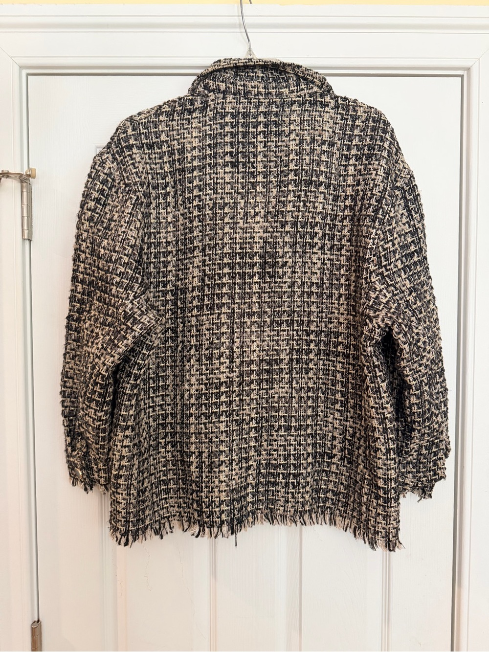 Ladies Size Small Black & Cream Tweed Jacket Boho Warm Casual GUC - Picture 6 of 6